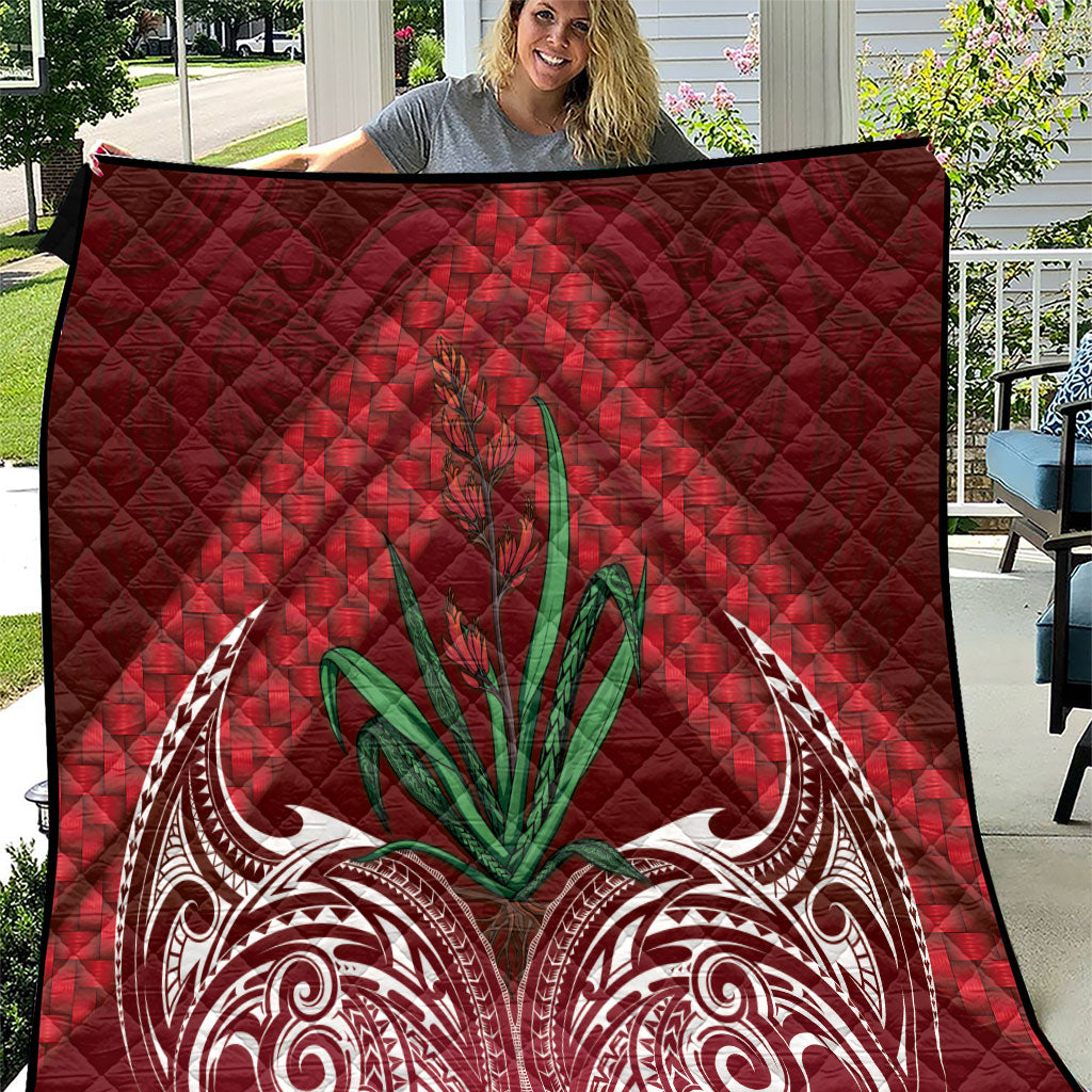 Rongoa Maori New Zealand Harakeke Quilt NZ Weaving Pattern Red