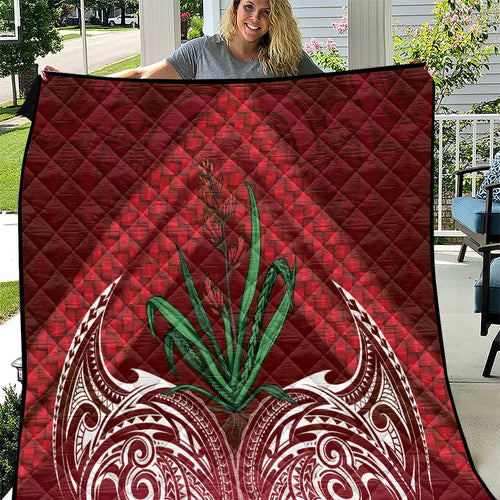 Rongoa Maori New Zealand Harakeke Quilt NZ Weaving Pattern Red