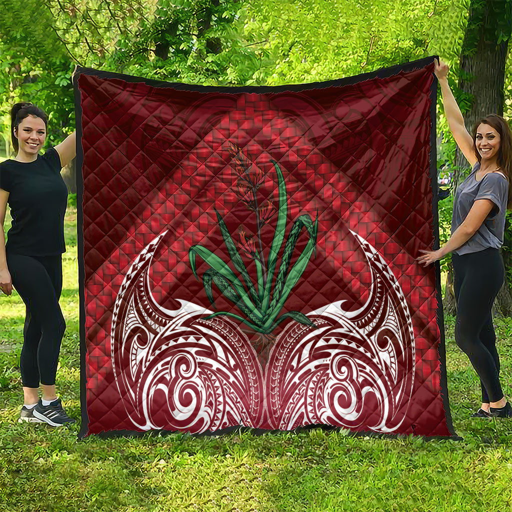 Rongoa Maori New Zealand Harakeke Quilt NZ Weaving Pattern Red