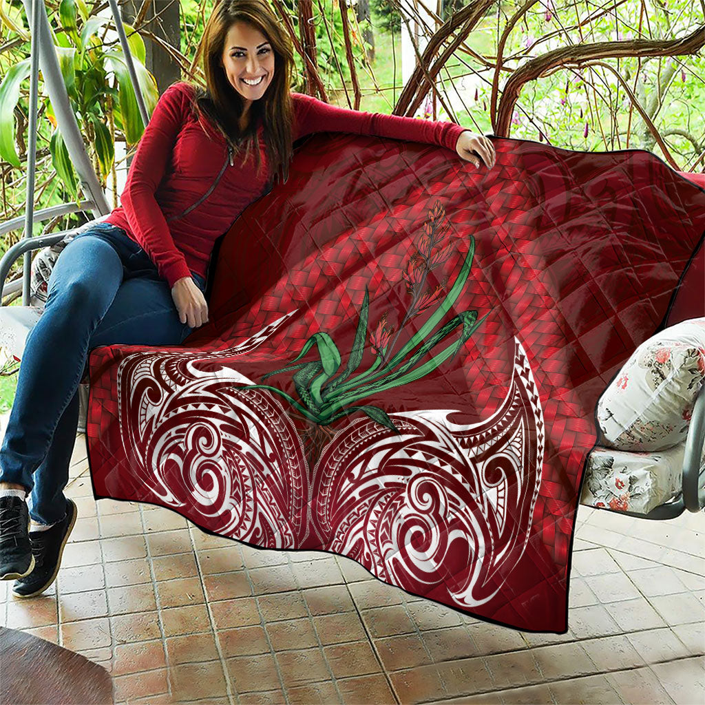 Rongoa Maori New Zealand Harakeke Quilt NZ Weaving Pattern Red