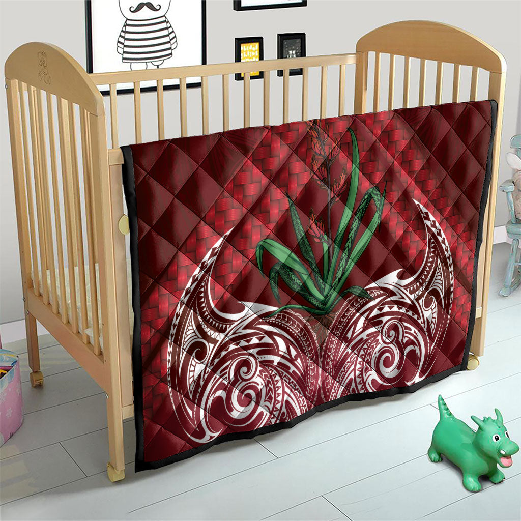 Rongoa Maori New Zealand Harakeke Quilt NZ Weaving Pattern Red