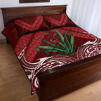 Rongoa Maori New Zealand Harakeke Quilt Bed Set NZ Weaving Pattern Red