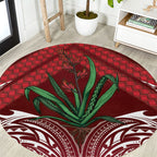 Rongoa Maori New Zealand Harakeke Round Carpet NZ Weaving Pattern Red