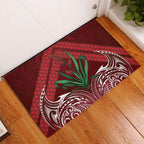 Rongoa Maori New Zealand Harakeke Rubber Doormat NZ Weaving Pattern Red