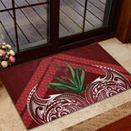 Rongoa Maori New Zealand Harakeke Rubber Doormat NZ Weaving Pattern Red