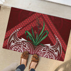 Rongoa Maori New Zealand Harakeke Rubber Doormat NZ Weaving Pattern Red