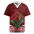 Rongoa Maori New Zealand Harakeke Rugby Jersey NZ Weaving Pattern Red