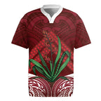 Rongoa Maori New Zealand Harakeke Rugby Jersey NZ Weaving Pattern Red