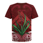 Rongoa Maori New Zealand Harakeke Rugby Jersey NZ Weaving Pattern Red