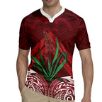 Rongoa Maori New Zealand Harakeke Rugby Jersey NZ Weaving Pattern Red