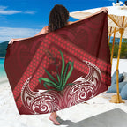 Rongoa Maori New Zealand Harakeke Sarong NZ Weaving Pattern Red