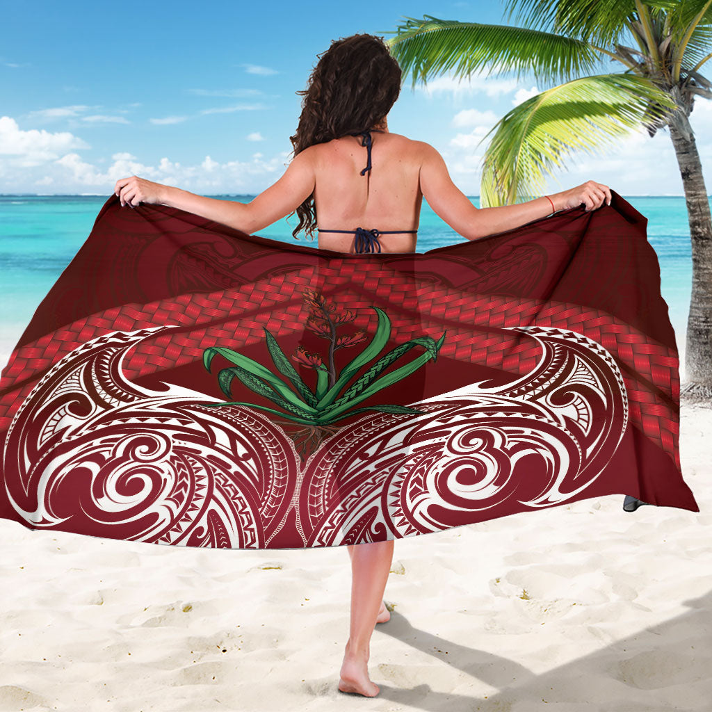 Rongoa Maori New Zealand Harakeke Sarong NZ Weaving Pattern Red