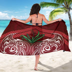 Rongoa Maori New Zealand Harakeke Sarong NZ Weaving Pattern Red