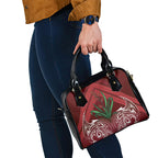 Rongoa Maori New Zealand Harakeke Shoulder Handbag NZ Weaving Pattern Red