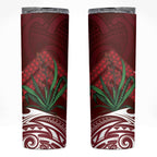Rongoa Maori New Zealand Harakeke Skinny Tumbler NZ Weaving Pattern Red