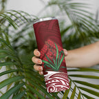 Rongoa Maori New Zealand Harakeke Skinny Tumbler NZ Weaving Pattern Red