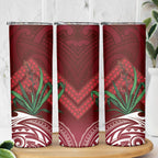 Rongoa Maori New Zealand Harakeke Skinny Tumbler NZ Weaving Pattern Red
