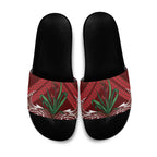 Rongoa Maori New Zealand Harakeke Slide Sandals NZ Weaving Pattern Red