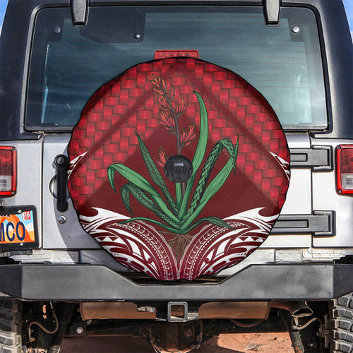 Rongoa Maori New Zealand Harakeke Spare Tire Cover NZ Weaving Pattern Red