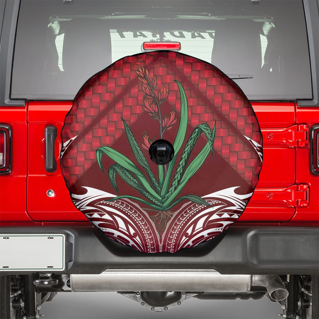 Rongoa Maori New Zealand Harakeke Spare Tire Cover NZ Weaving Pattern Red