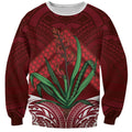 Rongoa Maori New Zealand Harakeke Sweatshirt NZ Weaving Pattern Red