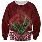 Rongoa Maori New Zealand Harakeke Sweatshirt NZ Weaving Pattern Red