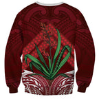 Rongoa Maori New Zealand Harakeke Sweatshirt NZ Weaving Pattern Red