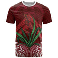 Rongoa Maori New Zealand Harakeke T Shirt NZ Weaving Pattern Red