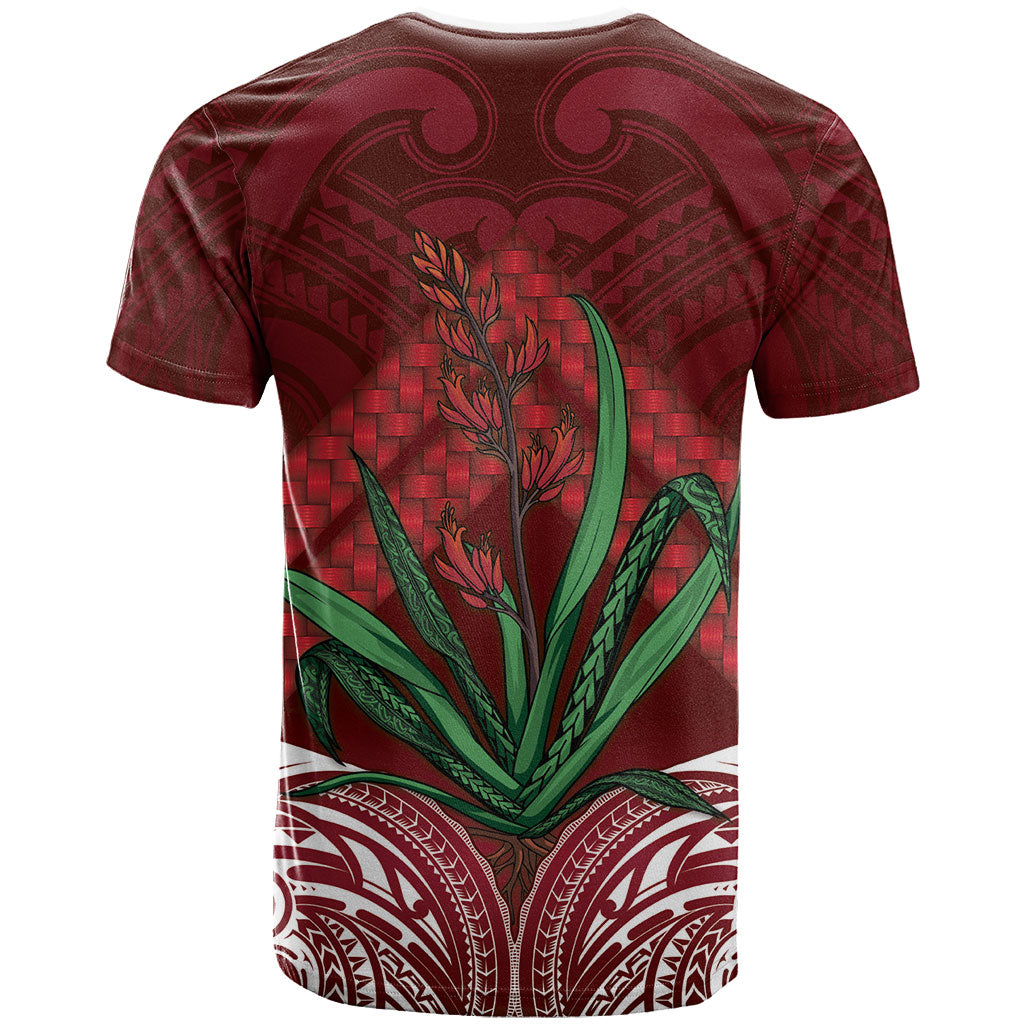 Rongoa Maori New Zealand Harakeke T Shirt NZ Weaving Pattern Red