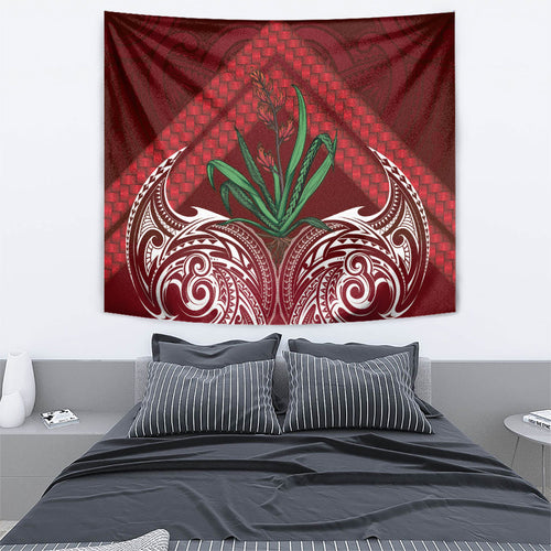 Rongoa Maori New Zealand Harakeke Tapestry NZ Weaving Pattern Red