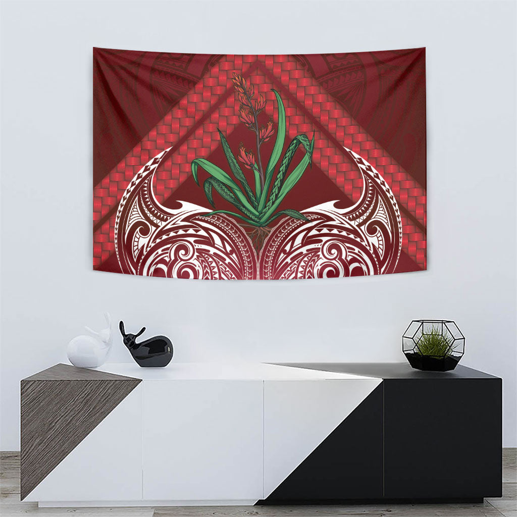 Rongoa Maori New Zealand Harakeke Tapestry NZ Weaving Pattern Red