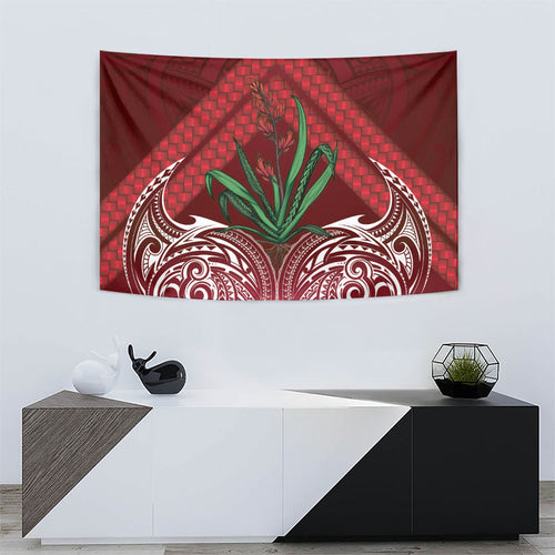 Rongoa Maori New Zealand Harakeke Tapestry NZ Weaving Pattern Red