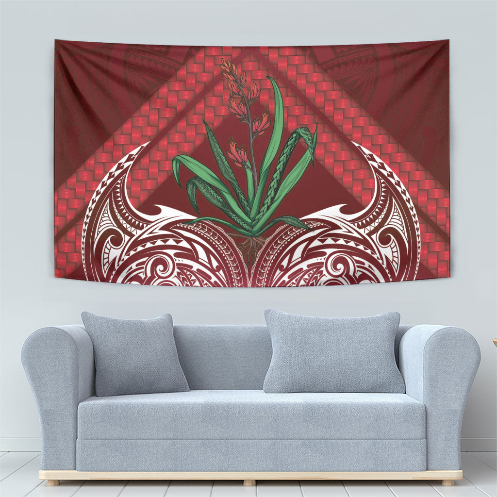 Rongoa Maori New Zealand Harakeke Tapestry NZ Weaving Pattern Red