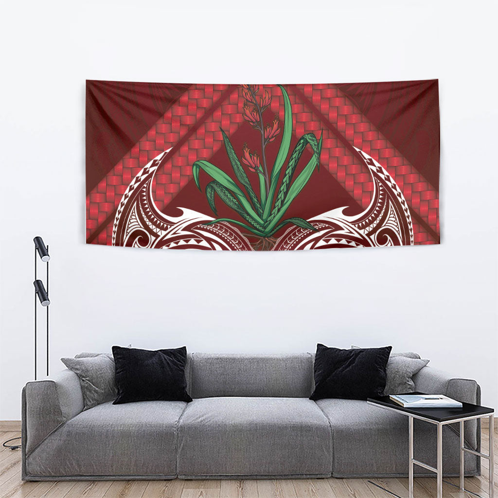 Rongoa Maori New Zealand Harakeke Tapestry NZ Weaving Pattern Red