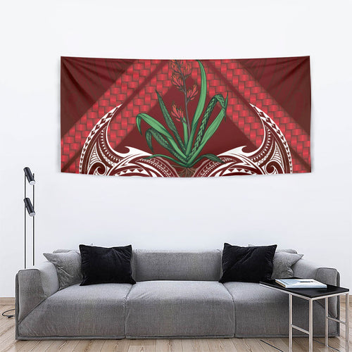 Rongoa Maori New Zealand Harakeke Tapestry NZ Weaving Pattern Red
