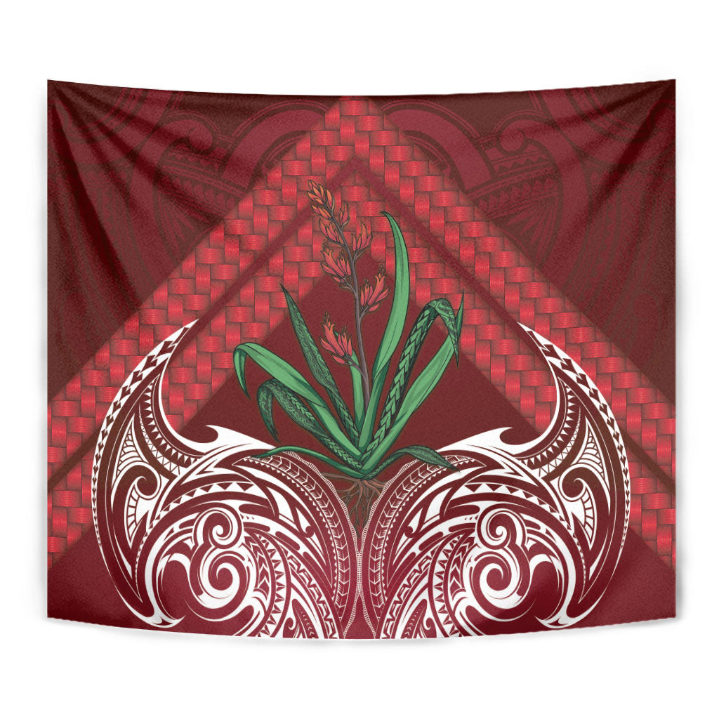 Rongoa Maori New Zealand Harakeke Tapestry NZ Weaving Pattern Red