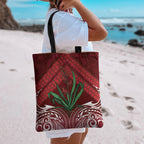 Rongoa Maori New Zealand Harakeke Tote Bag NZ Weaving Pattern Red