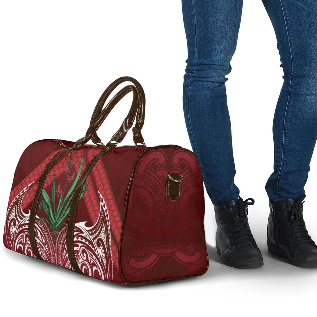 Rongoa Maori New Zealand Harakeke Travel Bag NZ Weaving Pattern Red