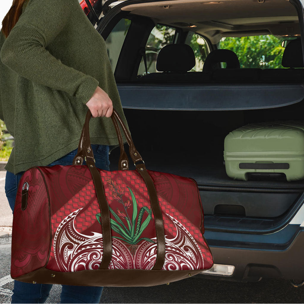 Rongoa Maori New Zealand Harakeke Travel Bag NZ Weaving Pattern Red