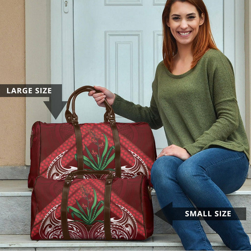 Rongoa Maori New Zealand Harakeke Travel Bag NZ Weaving Pattern Red
