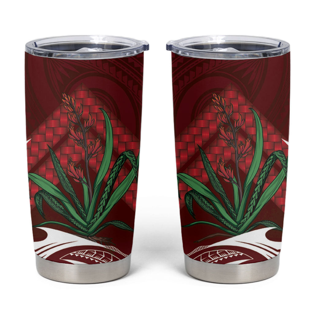 Rongoa Maori New Zealand Harakeke Tumbler Cup NZ Weaving Pattern Red