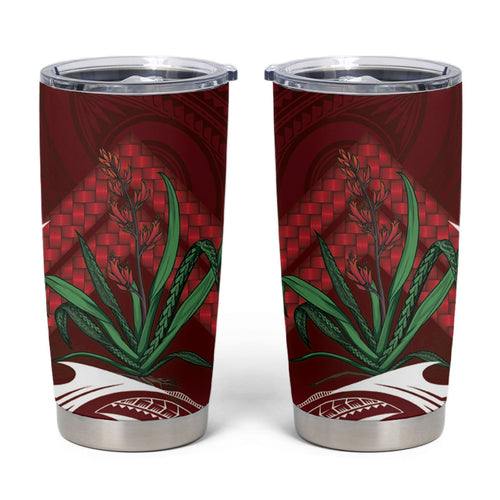 Rongoa Maori New Zealand Harakeke Tumbler Cup NZ Weaving Pattern Red