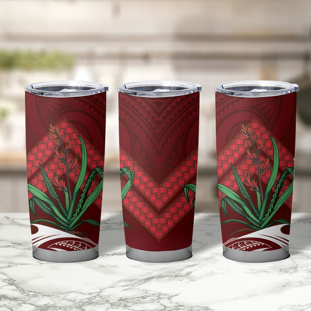 Rongoa Maori New Zealand Harakeke Tumbler Cup NZ Weaving Pattern Red