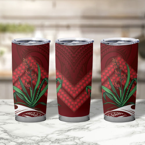 Rongoa Maori New Zealand Harakeke Tumbler Cup NZ Weaving Pattern Red