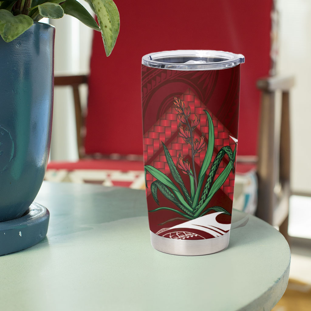 Rongoa Maori New Zealand Harakeke Tumbler Cup NZ Weaving Pattern Red