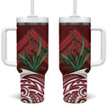 Rongoa Maori New Zealand Harakeke Tumbler With Handle NZ Weaving Pattern Red