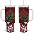 Rongoa Maori New Zealand Harakeke Tumbler With Handle NZ Weaving Pattern Red