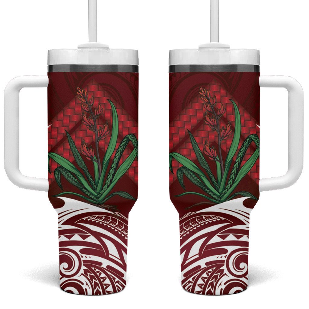 Rongoa Maori New Zealand Harakeke Tumbler With Handle NZ Weaving Pattern Red