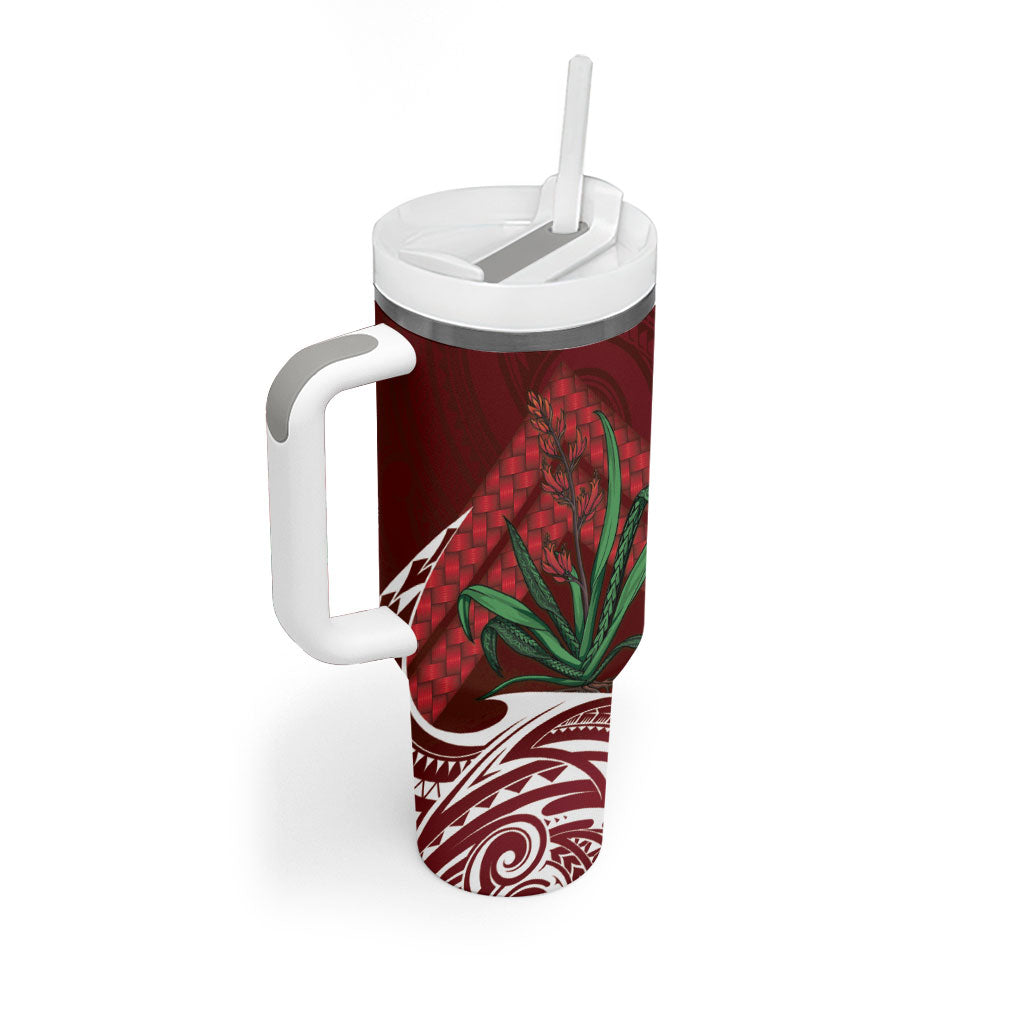 Rongoa Maori New Zealand Harakeke Tumbler With Handle NZ Weaving Pattern Red
