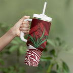 Rongoa Maori New Zealand Harakeke Tumbler With Handle NZ Weaving Pattern Red